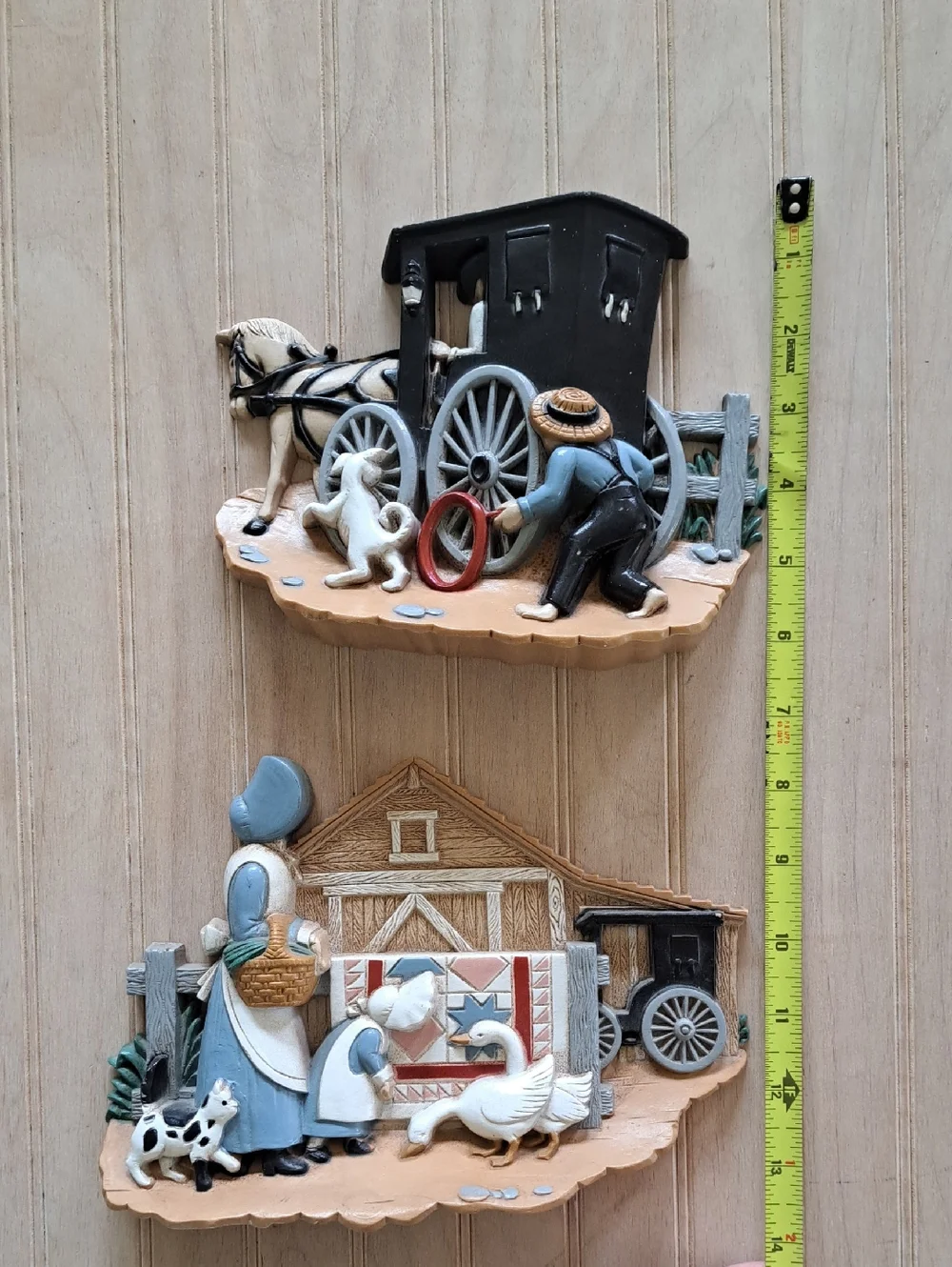 Vintage Burwood Amish Farm Wall Decor Set Homestead Scene Made In USA 3340